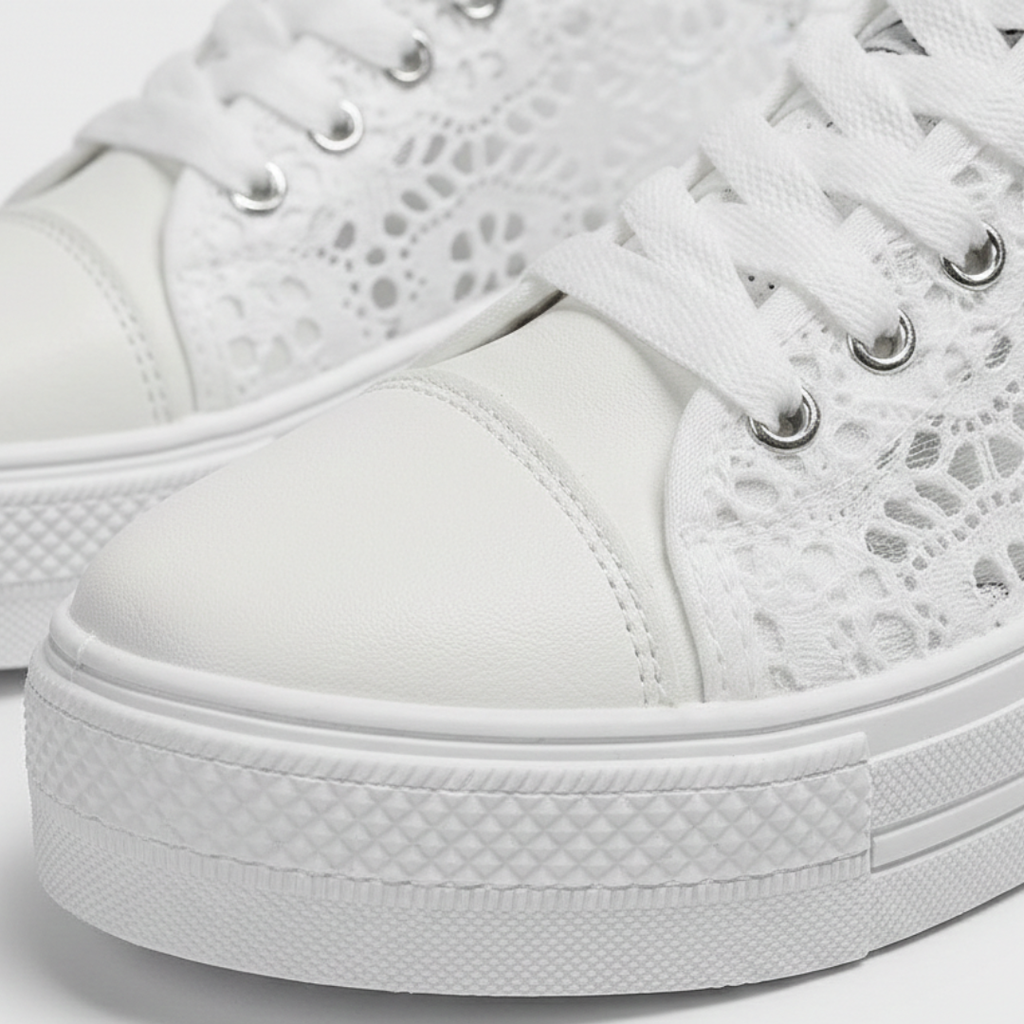 Laia | Zapatillas Plataforma Casual Mujer Cordones Encaje Punta Redonda Suela Alta