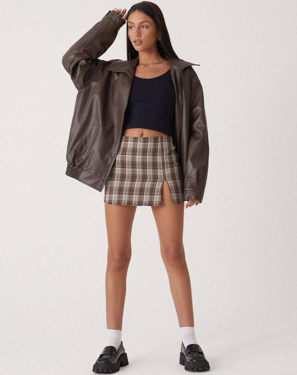 Aitana | Chaqueta de Cuero Oversize Biker Mujer Cremallera
