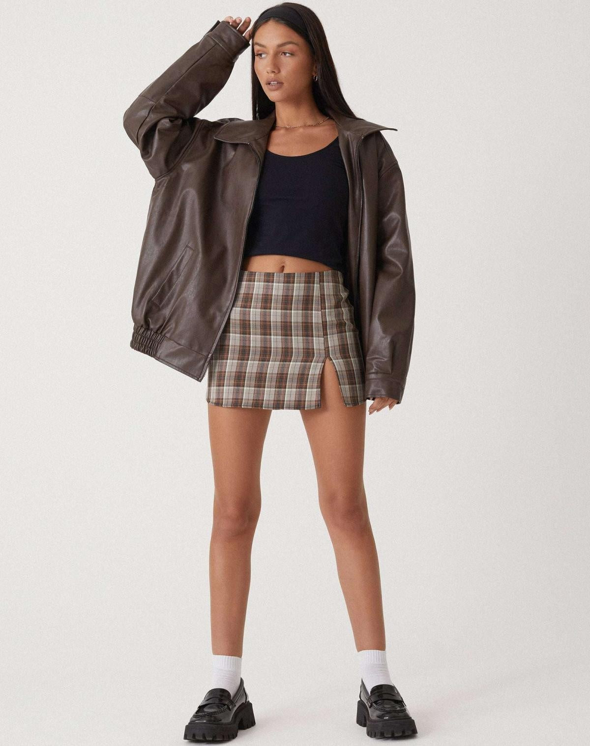 Aitana | Chaqueta de Cuero Oversize Biker Mujer Cremallera