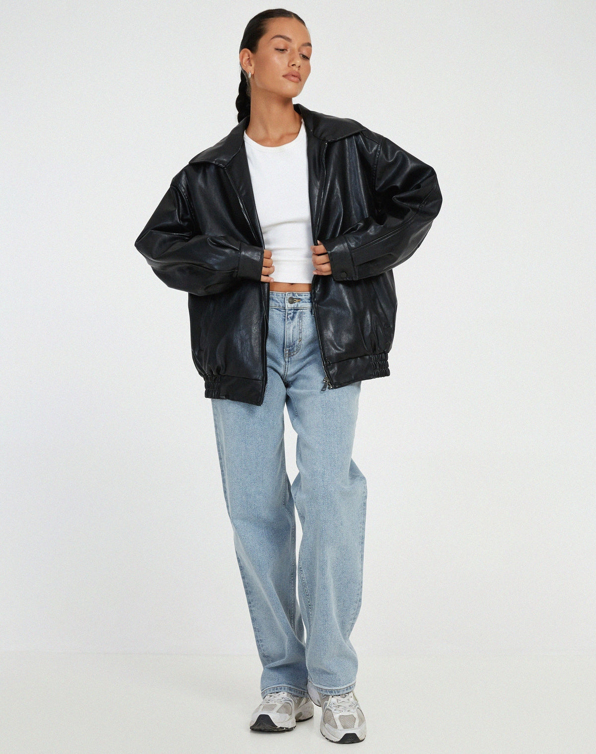 Aitana | Chaqueta de Cuero Oversize Biker Mujer Cremallera