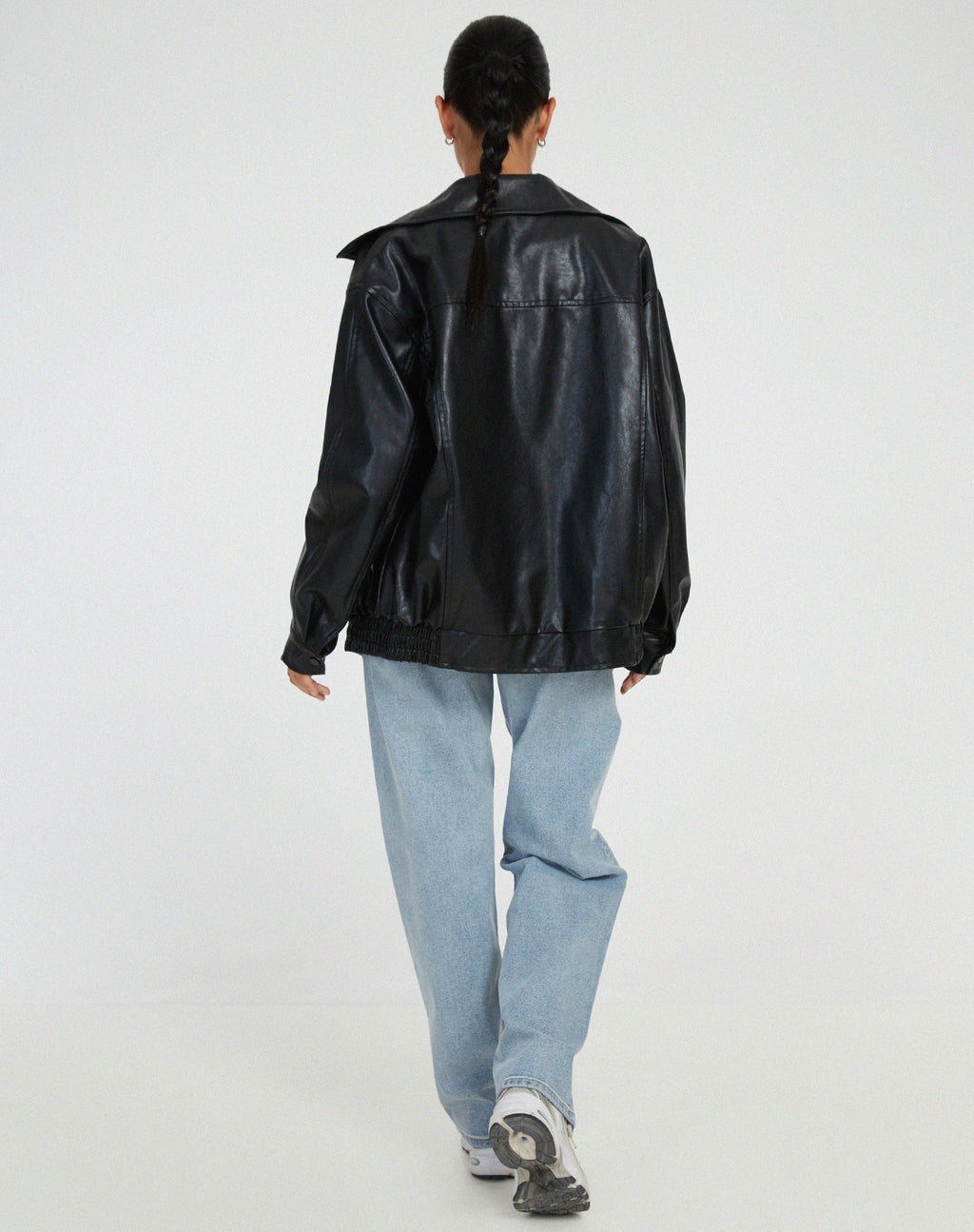 Aitana | Chaqueta de Cuero Oversize Biker Mujer Cremallera