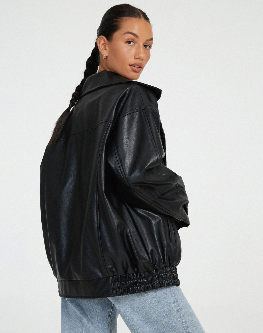 Aitana | Chaqueta de Cuero Oversize Biker Mujer Cremallera