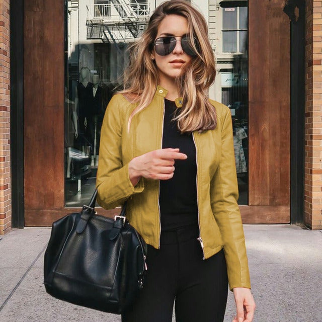 Alma | Chaqueta de Cuero Biker Mujer Corte Slim
