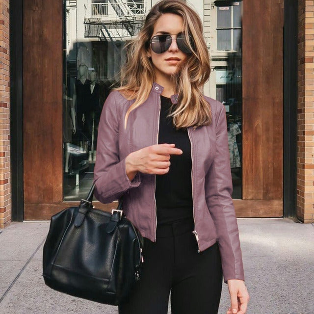 Alma | Chaqueta de Cuero Biker Mujer Corte Slim