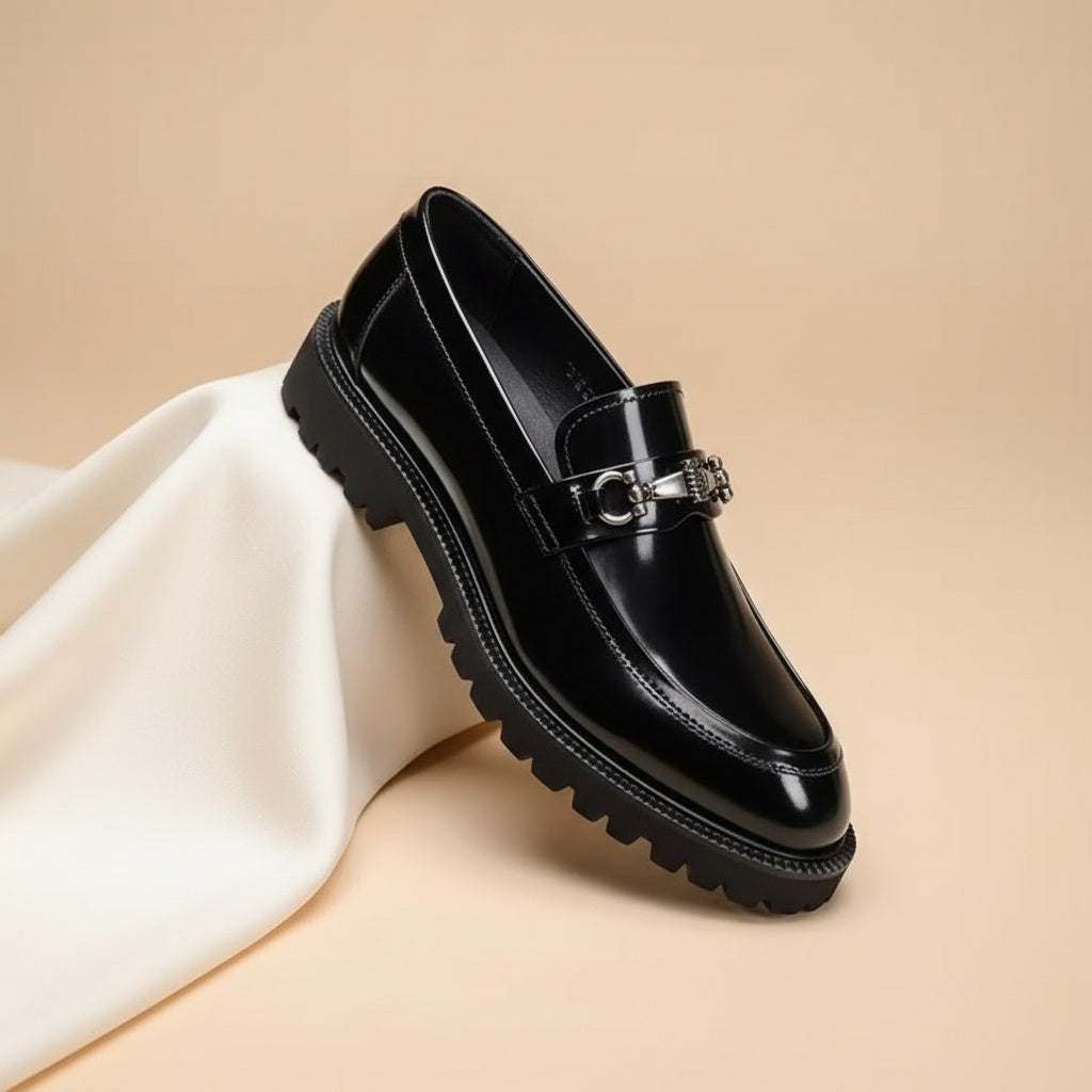 Andrés | Mocasines de Cuero con Hebilla Hombre Suela Track