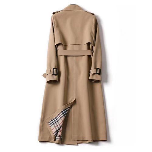 Ariadna | Trench Coat Largo Mujer Cinturón Forro Cuadros