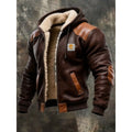Arnau | Cazadora Biker Bomber de Cuero Hombre con Capucha y Forro Sherpa