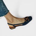 Begoña | Sandalias Slingback de Tacón Bajo Mujer Hebilla Dorada