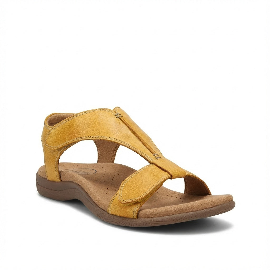 Carmen | Sandalias Planas de Cuero Mujer Tira en T Ajustable | Verano