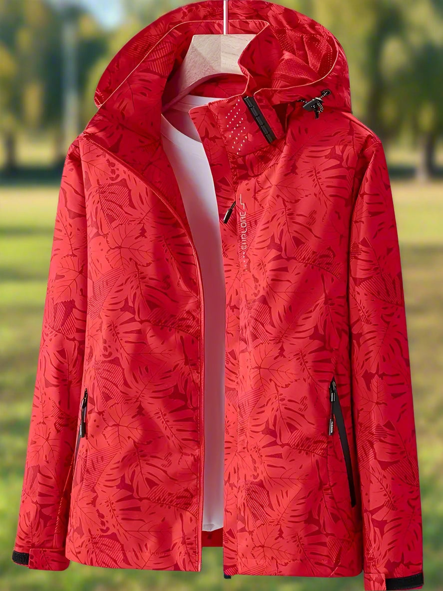 Daría | Chaqueta Cortavientos Estampada con Capucha Mujer Cremallera