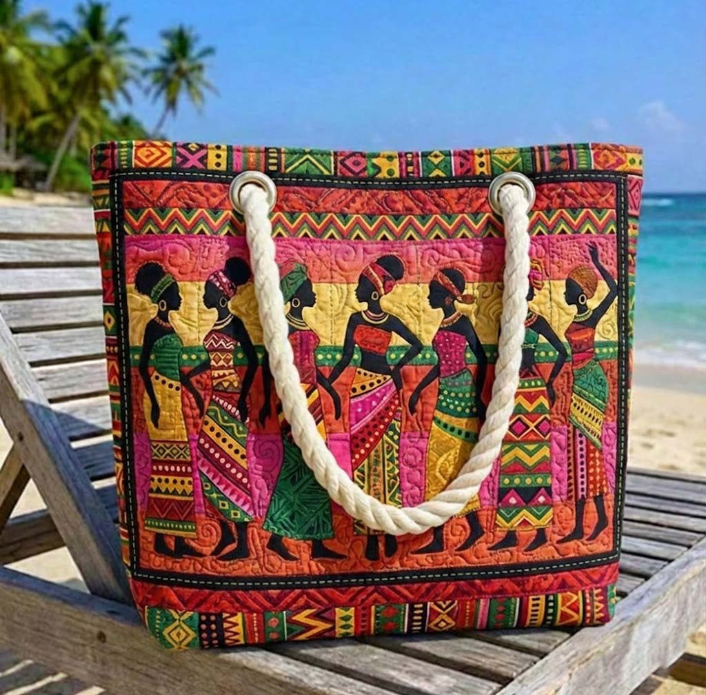 Dolores | Bolso Tote de Playa Artesanal Mujer Asas de Cuerda Estampado