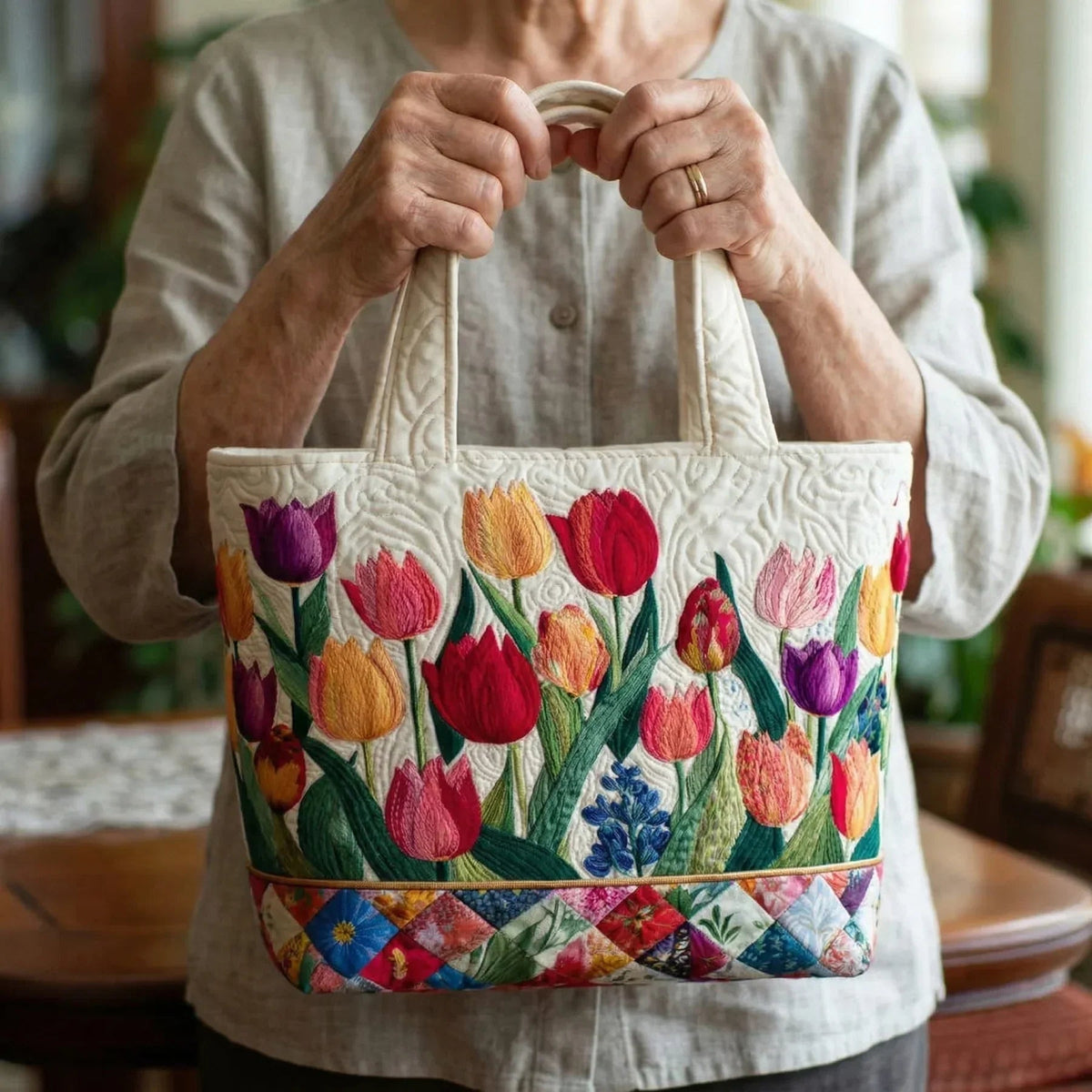 Encarnación | Bolso Tote Acolchado Artesanal Mujer Estampado Único