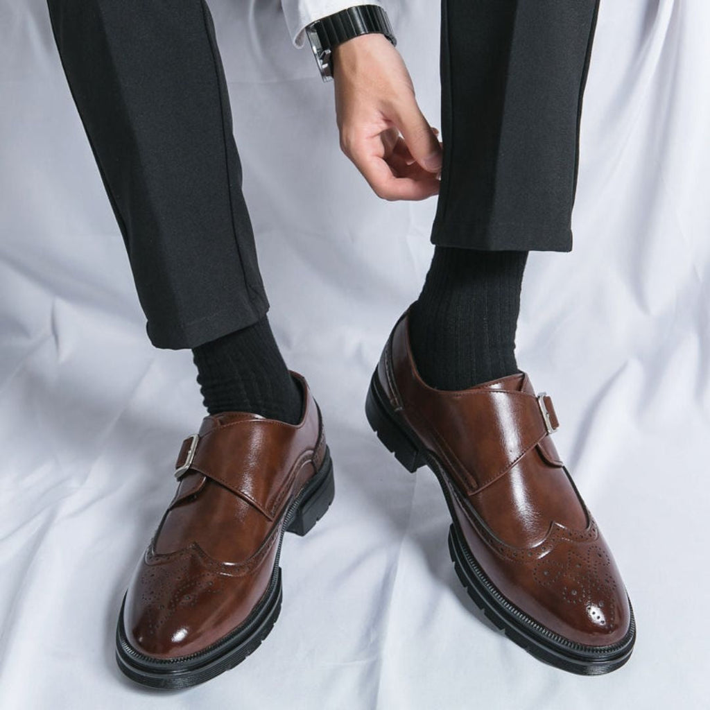 Gonzalo | Zapatos de Vestir Monk Strap Brogue Hombre Piel Hebilla