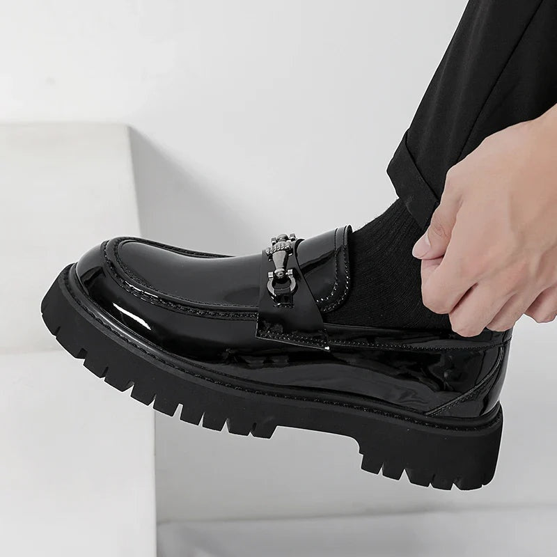 Guillermo | Mocasines de Cuero Plataforma Hombre Hebilla Metálica