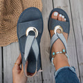 Lorena | Sandalias Planas Verano Mujer Detalle Metálico