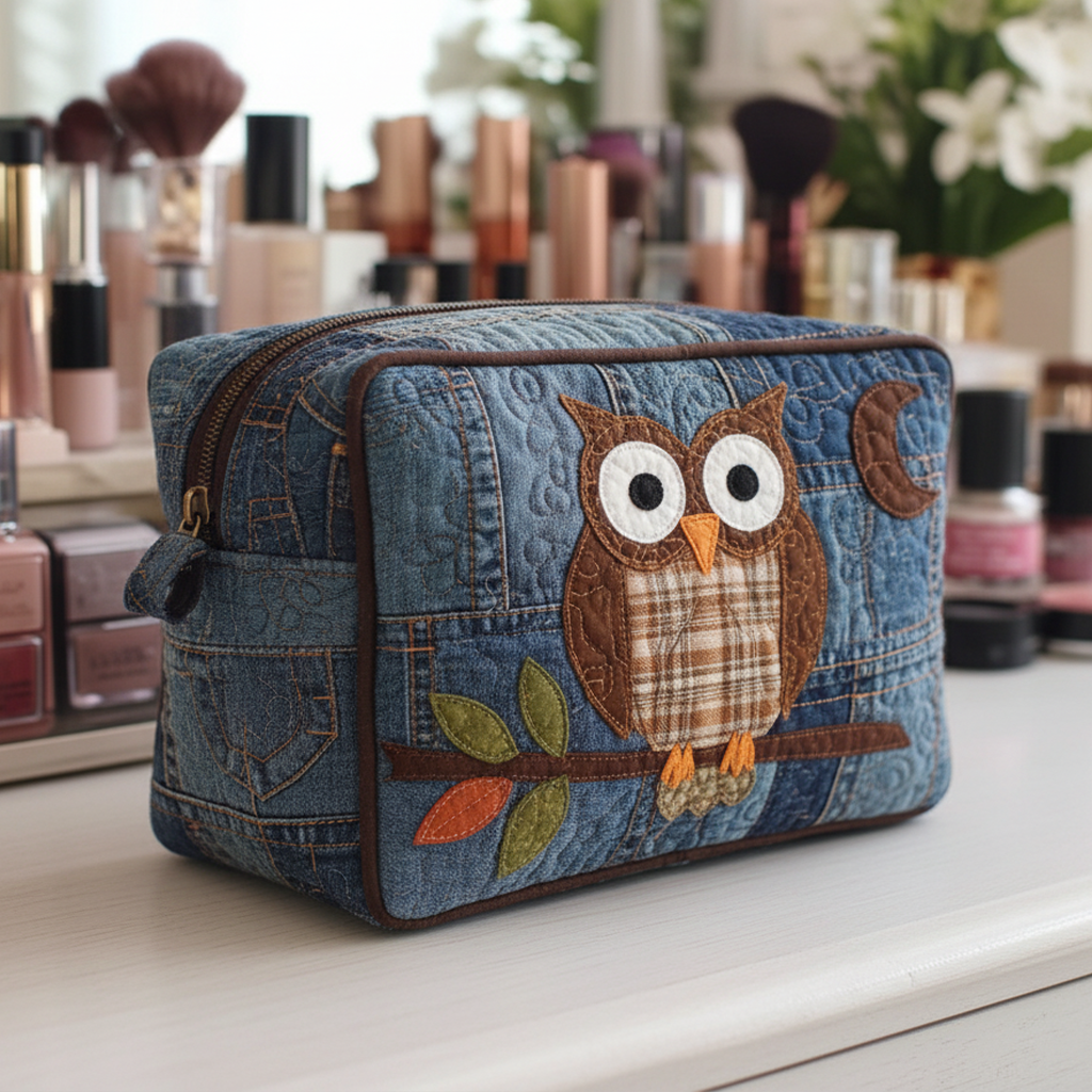 Naia | Bolsa de Maquillaje Acolchada Mujer Estampado Búho