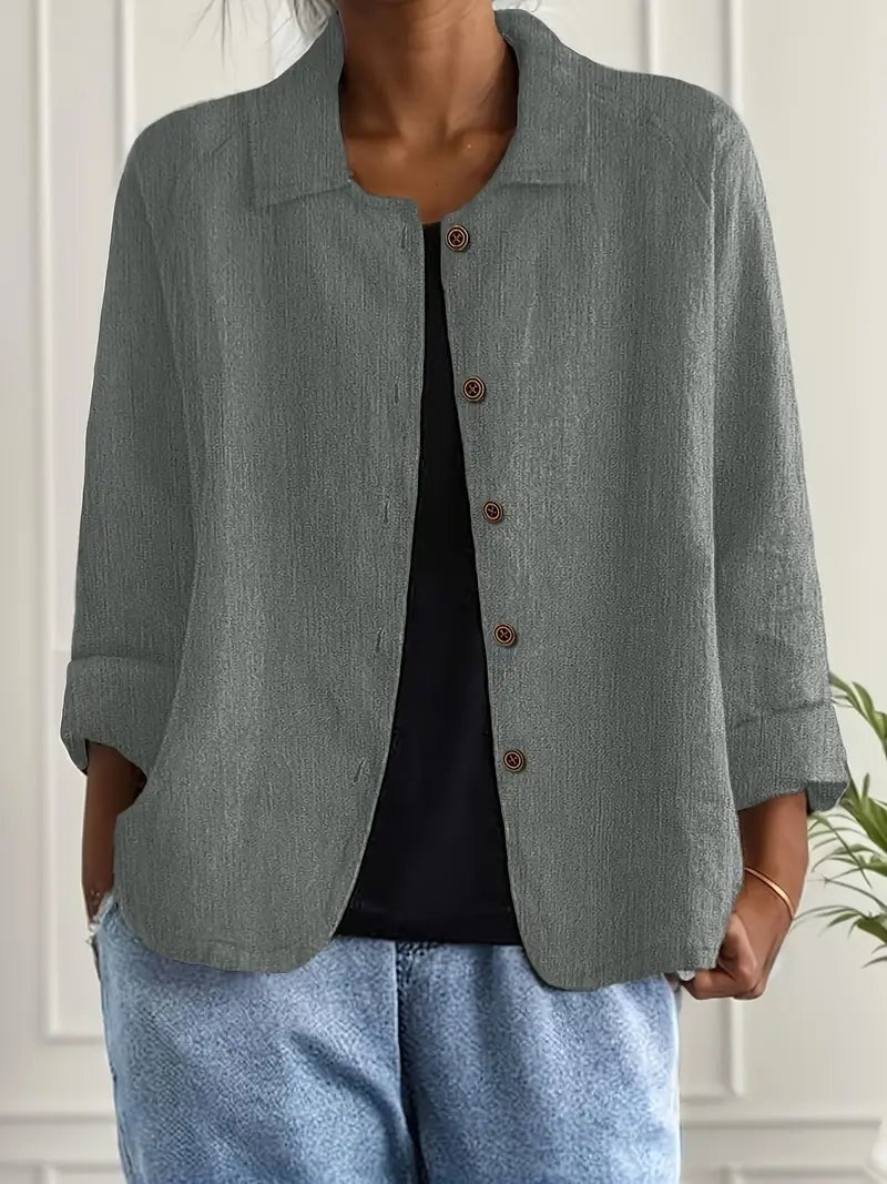 Remedios | Chaqueta de Lino con Botones Mujer Manga Larga