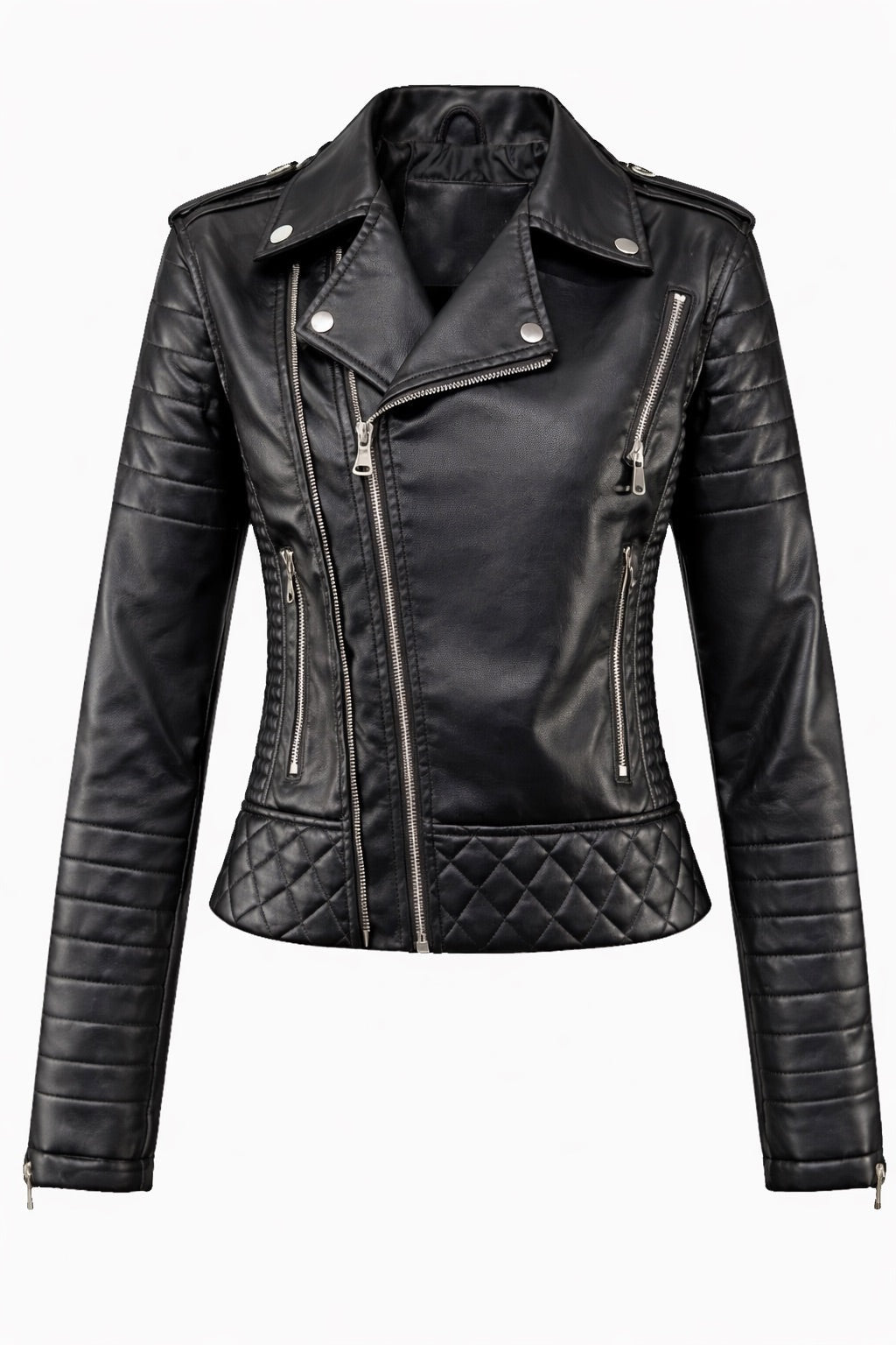 Rocío | Chaqueta de Cuero Biker Mujer Cremalleras Acolchada