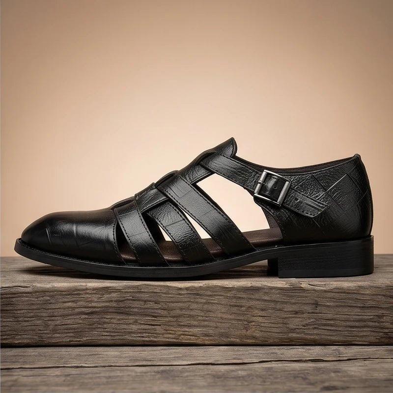 Esteban | Sandalias de Pescador de Cuero Hombre Punta Cerrada Hebilla