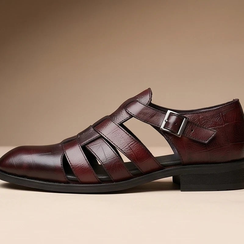 Esteban | Sandalias de Pescador de Cuero Hombre Punta Cerrada Hebilla