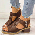 Victoria | Sandalias de Tacón Cuadrado con Cordones Mujer