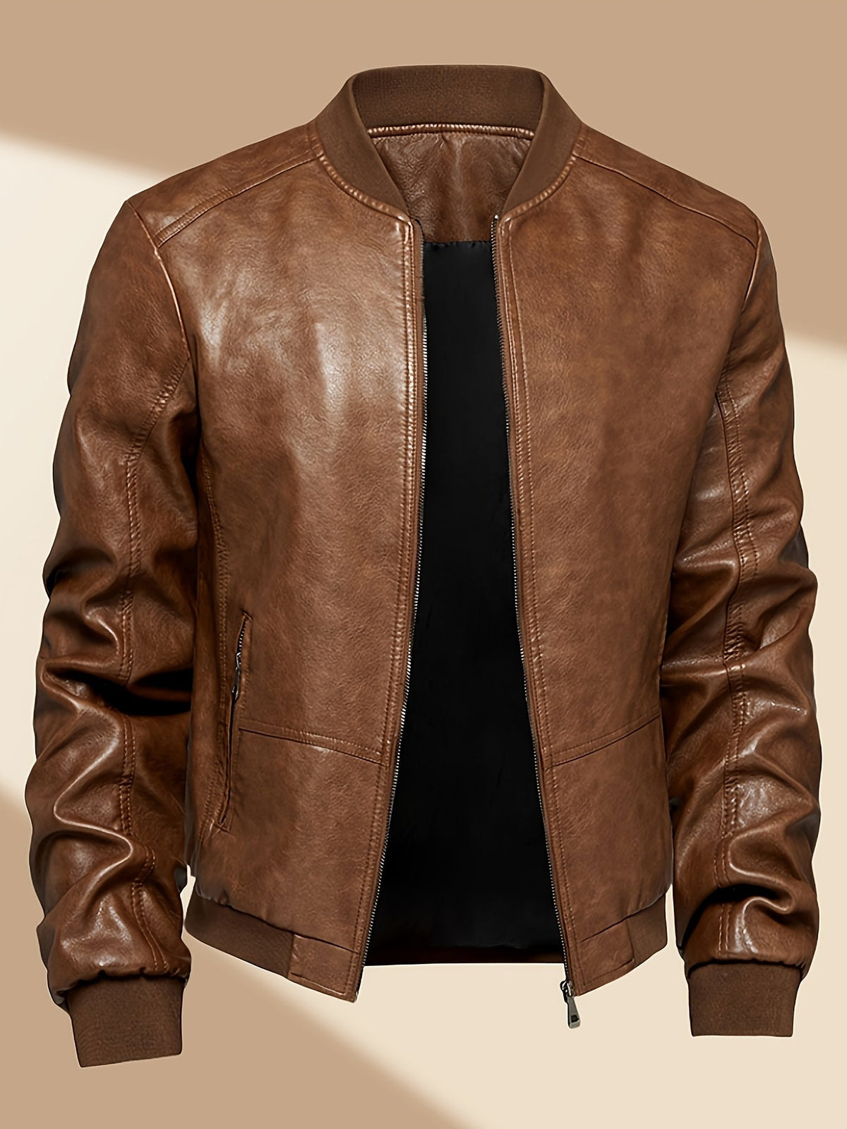 Sergio | Cazadora Bomber de Cuero PU Hombre Cremallera
