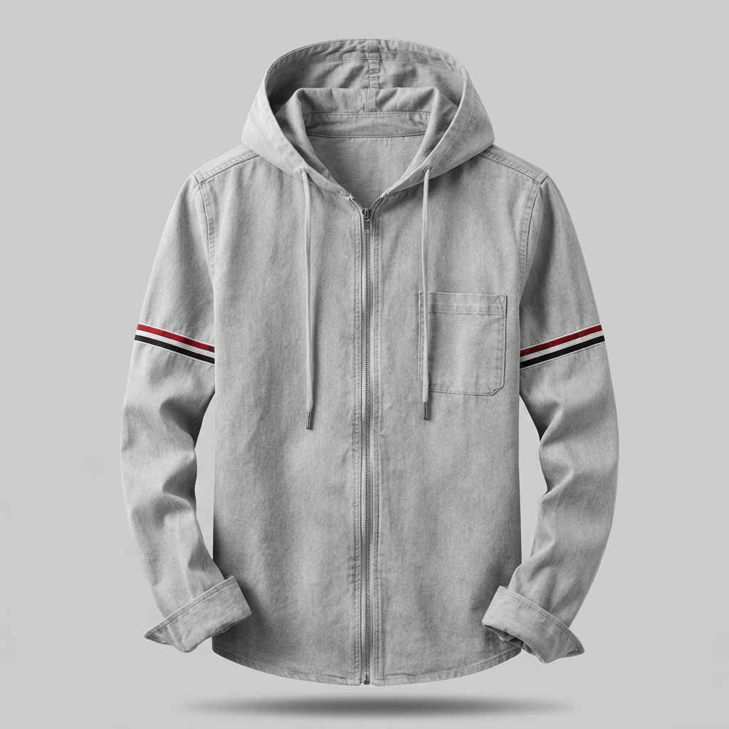 Sergio | Chaqueta con Capucha de Lino Hombre Cremallera Completa