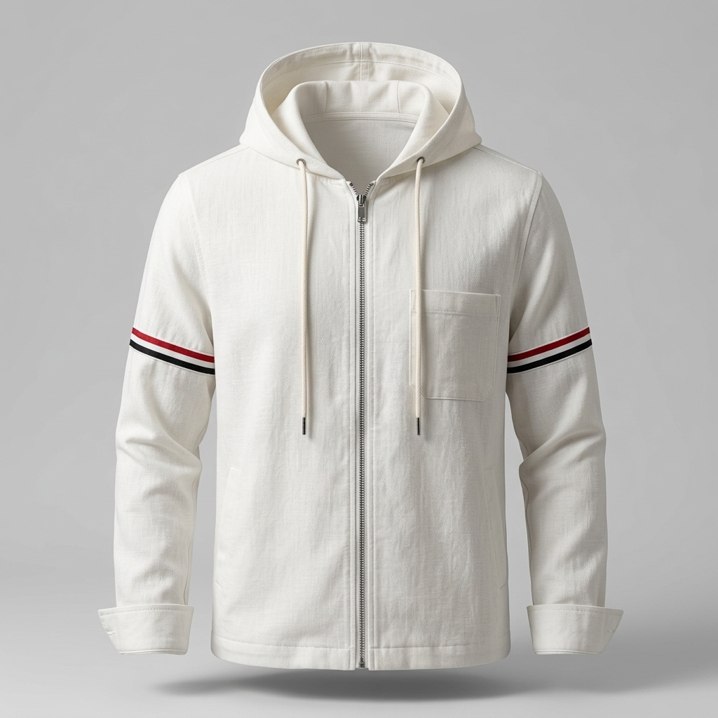 Sergio | Chaqueta con Capucha de Lino Hombre Cremallera Completa