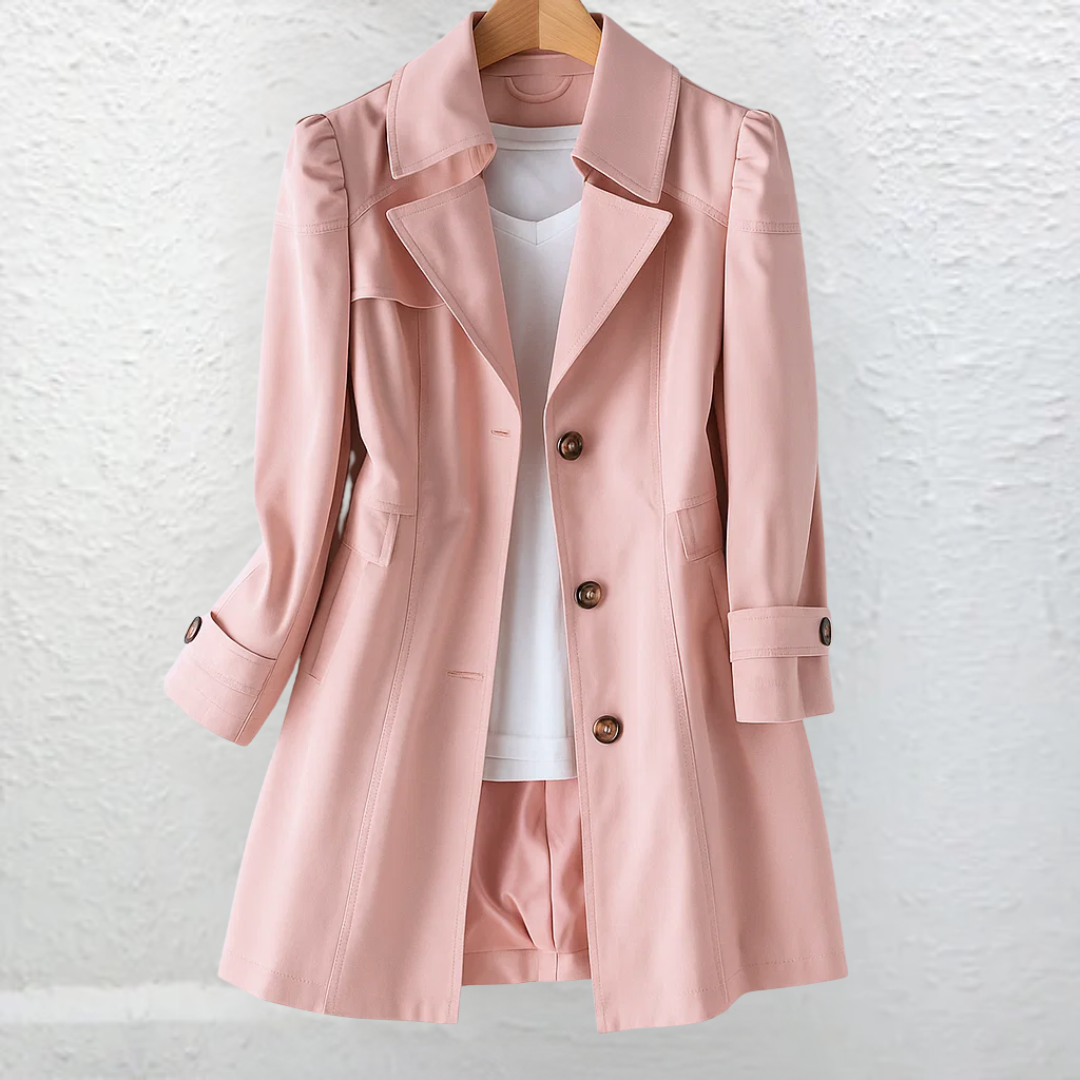 Teresa | Gabardina Corta Elegante de Verano Mujer Doble Botonadura