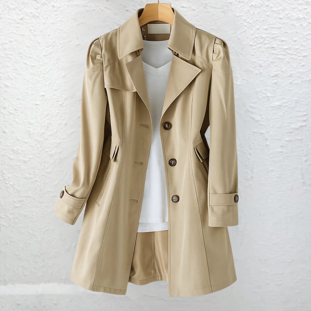 Teresa | Gabardina Corta Elegante de Verano Mujer Doble Botonadura